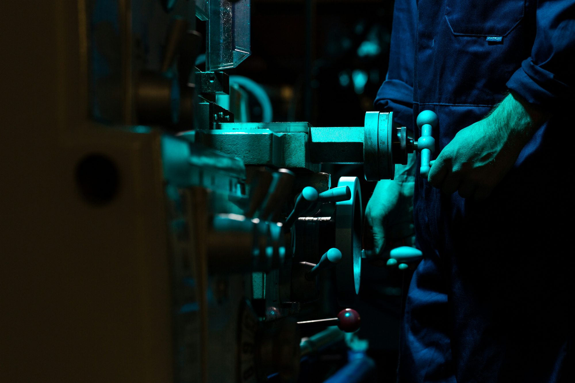 Engineer inspecting a component